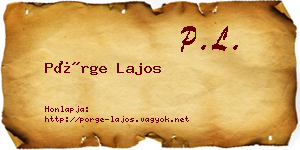 Pörge Lajos névjegykártya